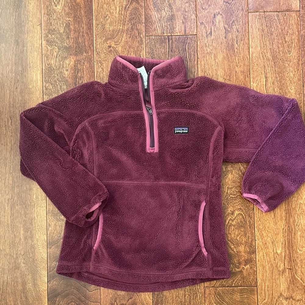Patagonia girls Pullover - Maroon and Pink